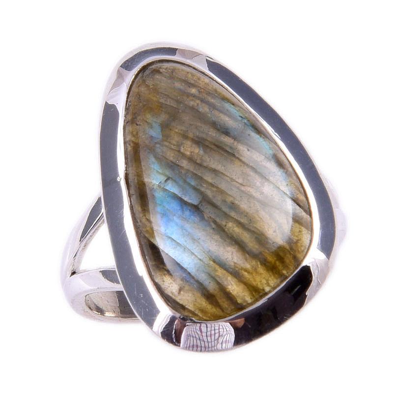 Natural Labradorite Gemstone Handmade 925 Solid Silver Jewelry Ring Size 6 O7H17
