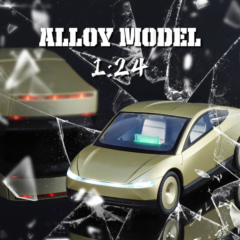 1/24 Cool Tesla Robotaxi Alloy Model, Cool Sound and Light, Exquisite Desktop Ornaments, The Best Collection for Car Model Enthusiasts