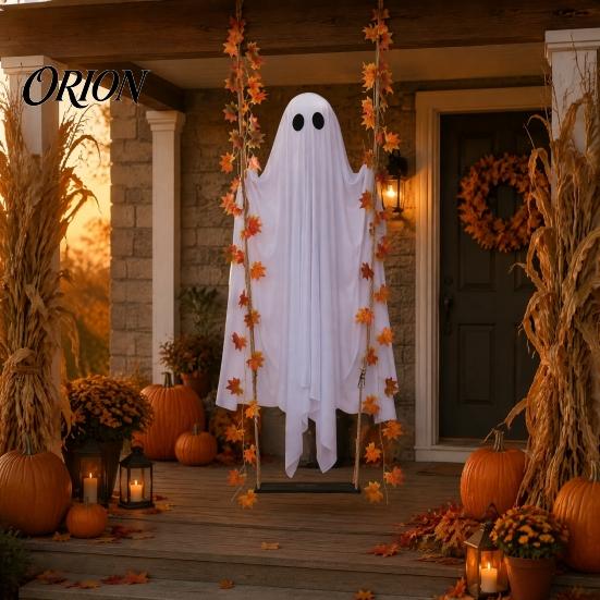 Easy Assembly Spooky Yard Decor Hanging Swinging Ghost Halloween Decoration for Outdoor Garden Yard, Weighted Fabric Flying on A Decorative
