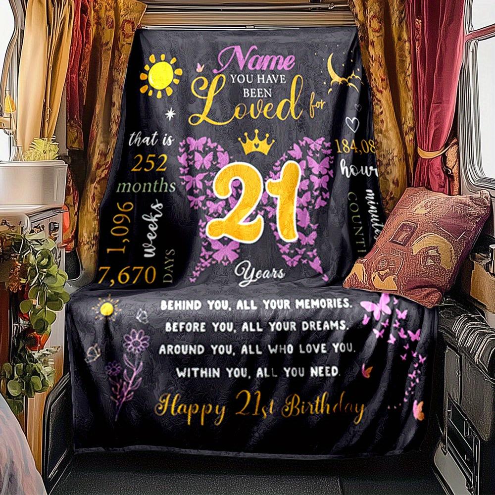 Happy 20Th Birthday Blanket Personalized Name Soft Comfortable Stylish Blanket Car Blanket Perfect For Travel Camping Outdoor Home Suitable For All