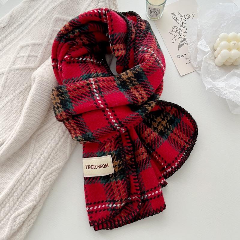 

Новый рождественский красный британский клетчатый шарф женский зимний имитация кашемира высококачественный теплый шарф для пары 195cm