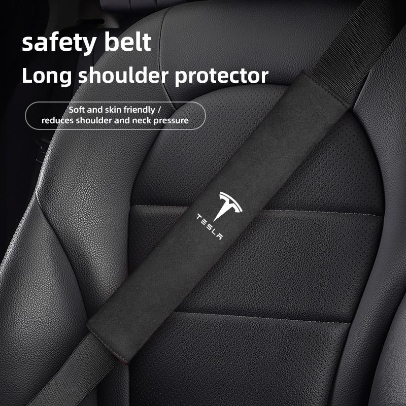 SVLHP1 Car Seat Safety Belts Shoulder Cover Suede Soft Pad For Tesla Model 3 Model S Model X Model Y Cybertruck Roadster SpaceX