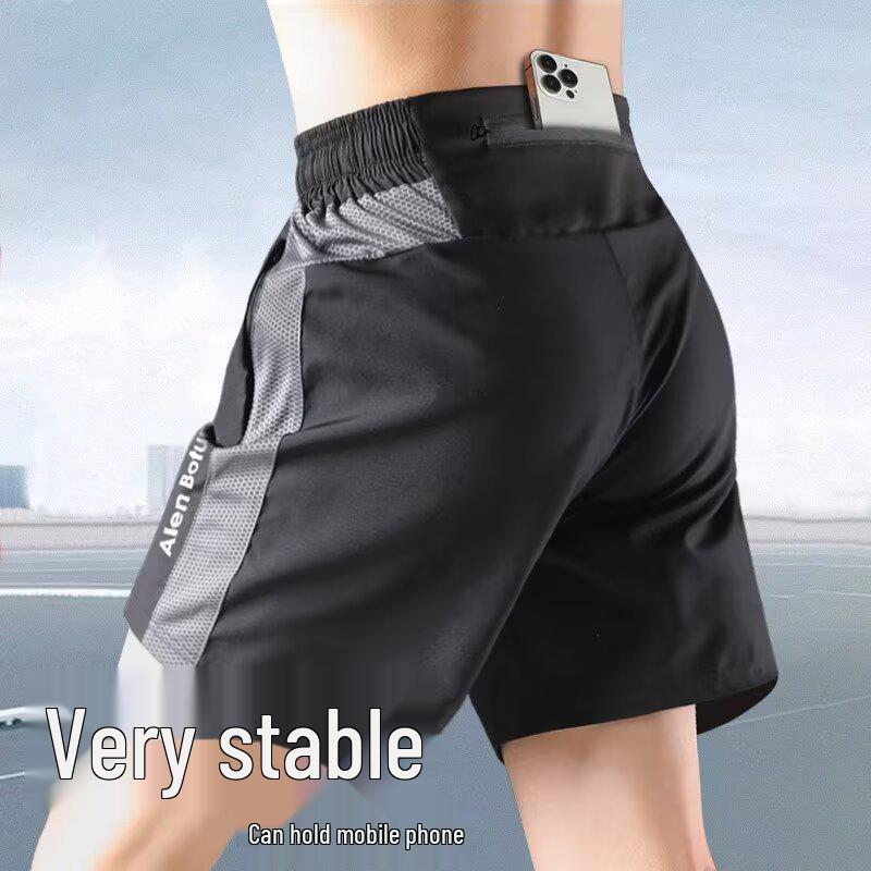 

Men s Marathon Running Shorts with Back Pocket – Quick-Drying Ice Silk for Professional Summer Training L чорний