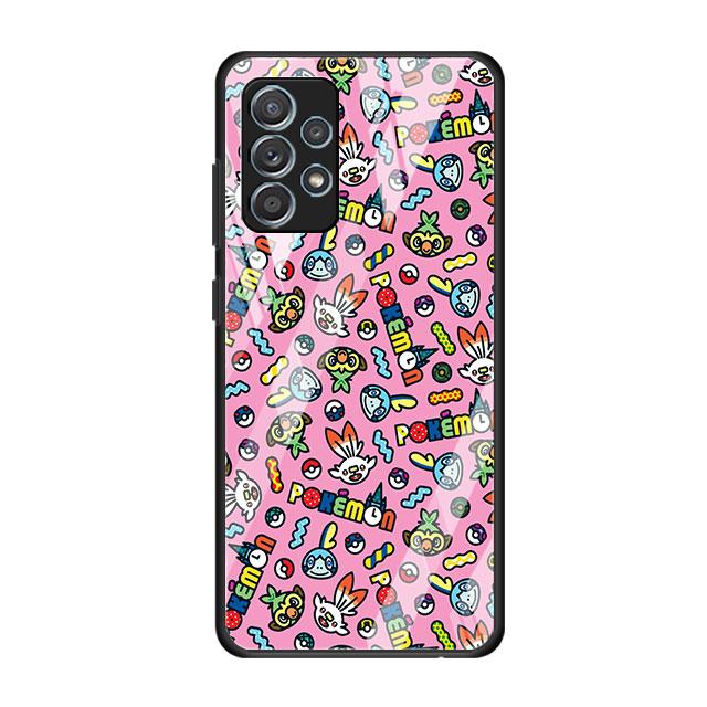 Capa de vidro de desenho animado em quadrinhos Pokemon para Samsung Galaxy A52 A32 A51 A12 A22 A21s A50 A71 A53 A70 A31 A33 A72 A10 Funda Phone Cover