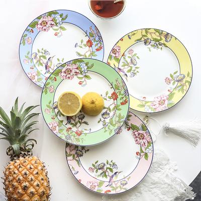 Piatto piano da 8 pollici in ceramica stile britannico per tè pomeridiano, dessert, bistecca, spaghetti, creativo in porcellana fine