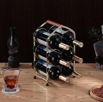 Modern 6-Bottle Wine Rack, Elegant European Style Countertop Holder for Bar Cabinet, Metal Display Stand for Home Decor Case