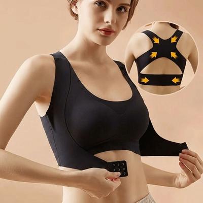 Sujetador Corrector de Postura 2 en 1 Cierre Frontal para Mujer Soporte Brassiere Sujetador sin Costuras Mejorar la Joroba