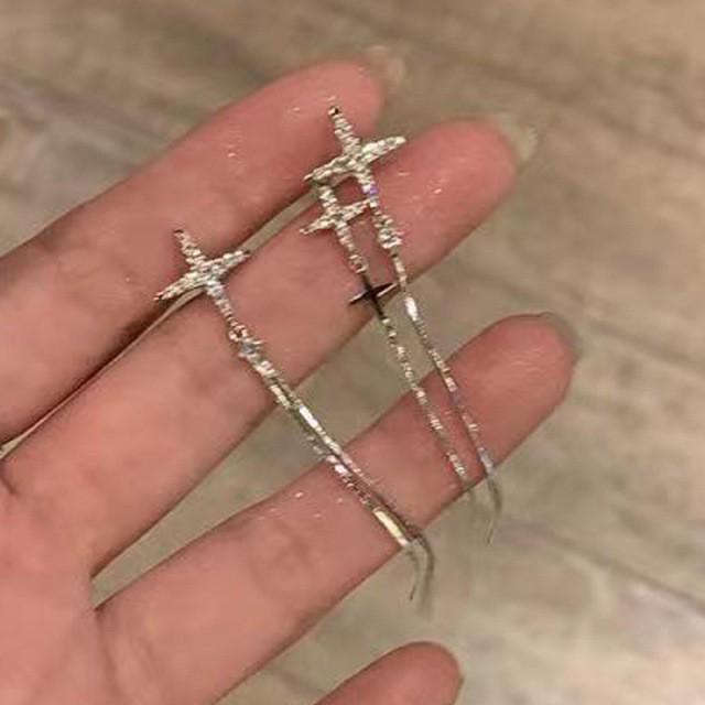 S925 Silver Geometric Tassel Stud Earrings: Fashionable Korean Style, Elegant Design, Versatile for Women