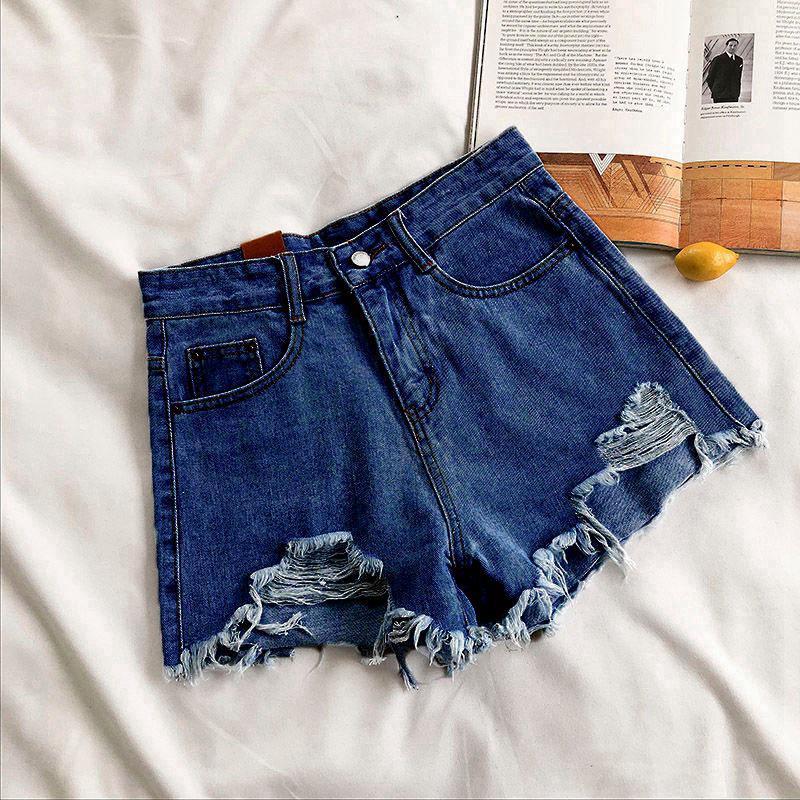 Women's High Waist Ripped Denim Shorts - Summer A-line Slimming Wide Leg