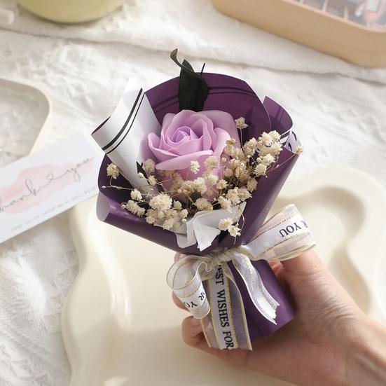 Mini Artificial Rose Bouquet Handcrafted Simulated Carnation Flower Decoration Romantic Valentine's Day Birthday Mother Wife Girlfriend Gift