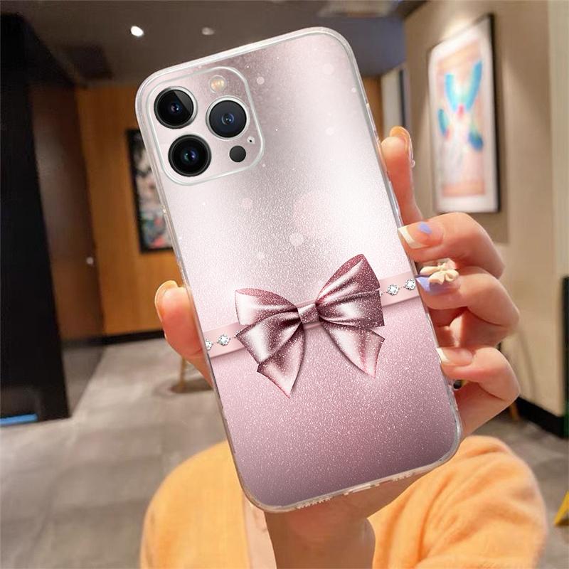 Love Bow Gold Rose Heart Phone Case For iphone 17ProMax Air 16 15 14 13 Pro Max 15 16 Pro 15Plus Mobile Phone Case Funda