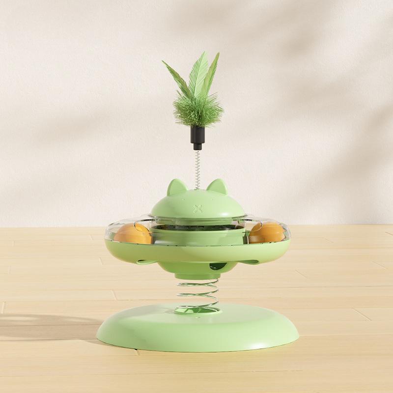 Pet Toy Rocker Spring Cat Turntable Leaking Food Cat Toy Self-pleasure Amusing Cat Play Plate