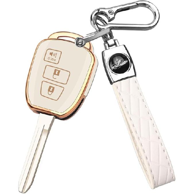 QBUC for Toyota Key Fob Cover with Keychain,Soft TPU Full Protection key fob cover Fit for Toyota 4Runner Corolla Tacoma etc
