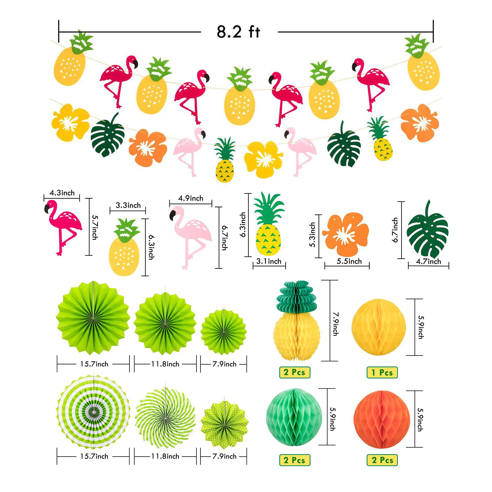 

15PCS Party Decorations Supplies Colorful Hawaii Luau Themed Party Favors ing Paper Fans Party Set for Birthday Wedding