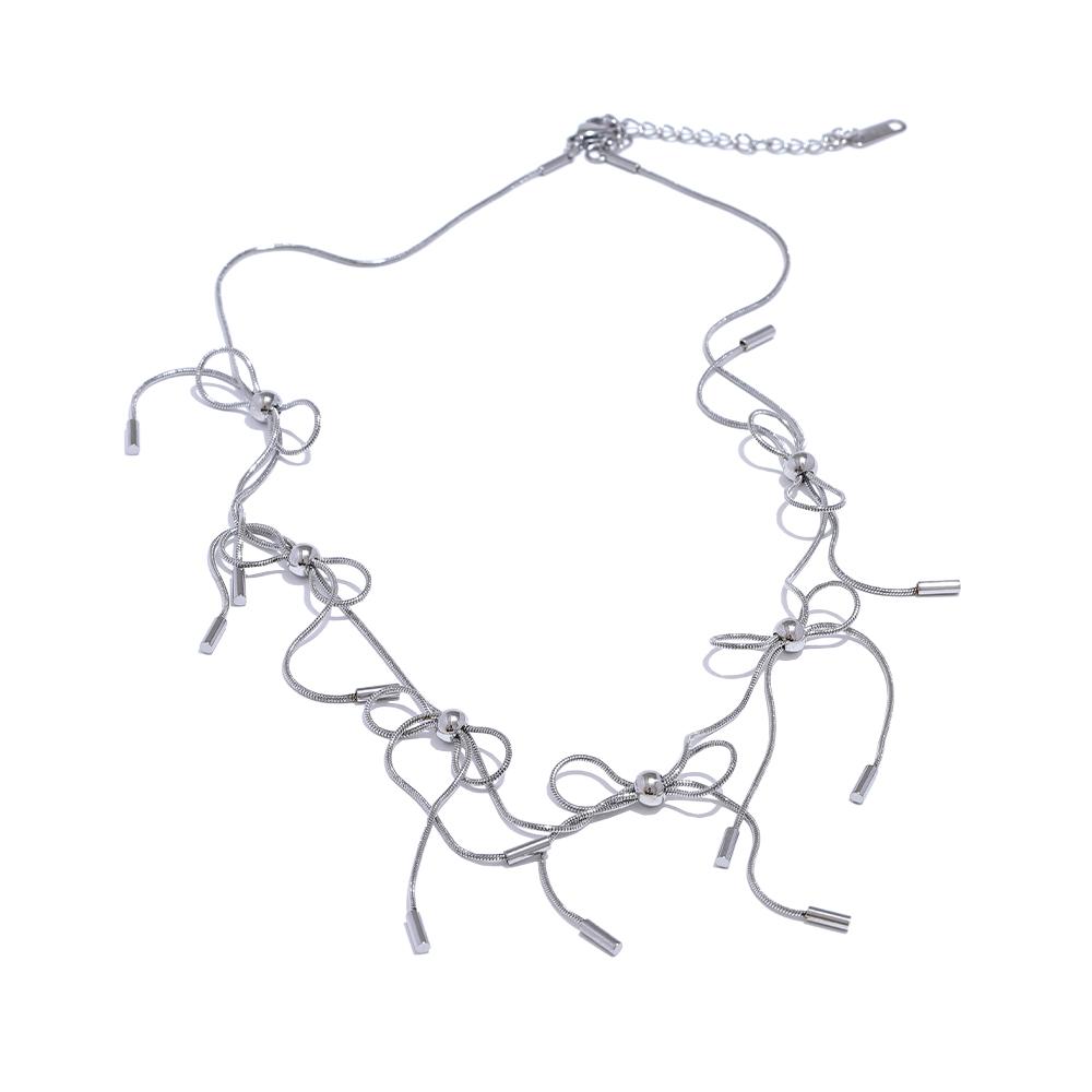 

Yhpup Exclusive Stainless Steel Bow Knot Chain Necklace for Women Waterproof Hot Style Statement Jewelry 18K PVD Plated