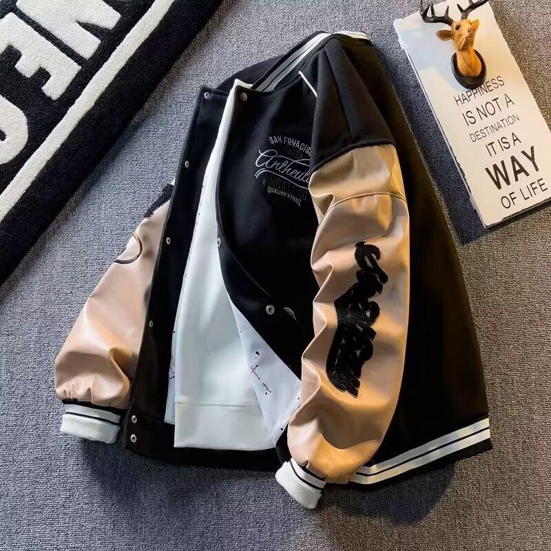 

Мужская бейсбольная куртка из шерсти с вышивкой в стиле ретро в стиле пэчворк — весна 2024 г., корейский стиль 2XL