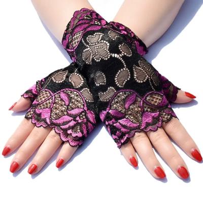 New Lace Gloves Women Sunscreen Half Finger Sexy Elastic Ultra-Thin Driving Gloves Fingerless Embroidered Gloves Summer Mittens