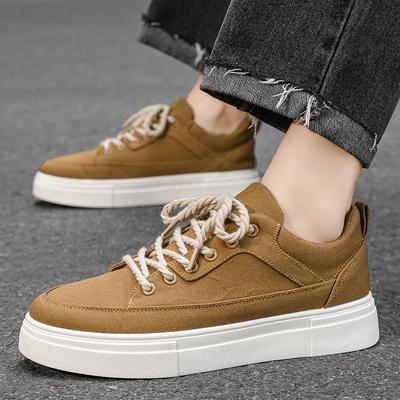 Shoes for Men Sneakers Spring New Breathable Non-slip Trendy Shoes Solid Color Comfortable Thick-soled Men's Casual Sports Shoes