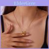 Collier Pendentif Cœur Nœud Papillon Minimaliste en Acier Inoxydable Plaqué Or pour Femmes