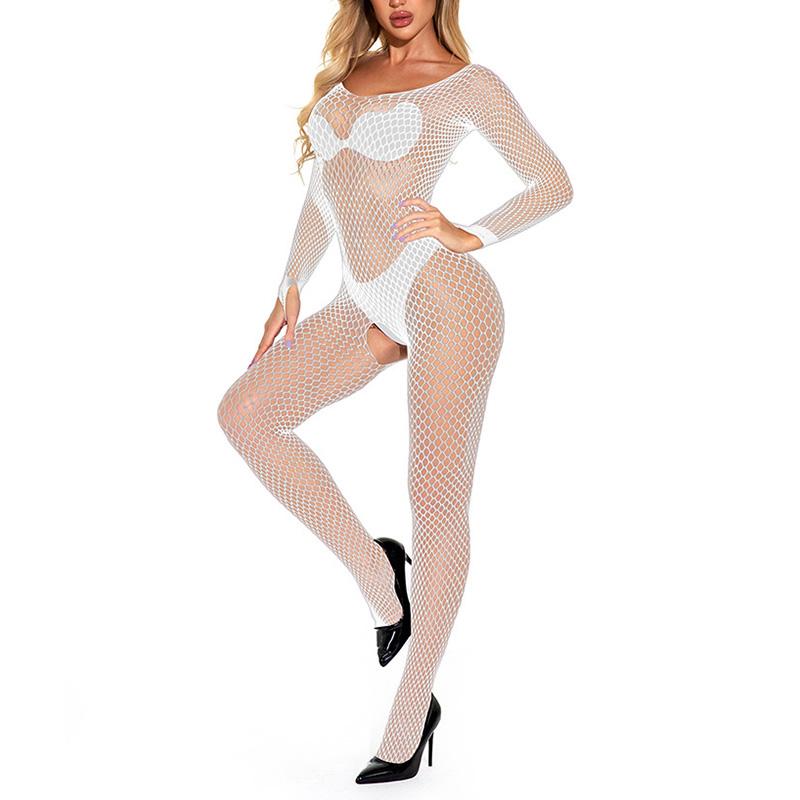 Black Sexy Bodystockings Fashion Women Fishnet Body Suit Open Crotch Catsuit Mesh Tights Lingerie Socks Sleepwear Bodysuits