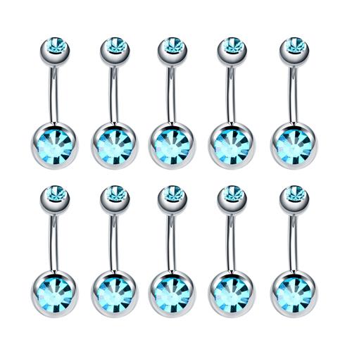 10Pcs Stainless Steel Belly Button Piercings Navel Earrings Gemed Goth Belly Rings Piercing Ombligo Punk Body Jewelry Women Men