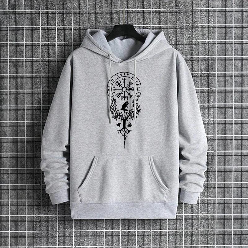 Ancient Raven Rune Pattern Hoodies 2025 Urban Streetwear Fashion Men's Hooded Sweatshirt Male Trendy Casual Autumn Winter Hoody