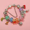 Colors Enamel Disney Princess Dress Charms Pulseiras for Girls Colorful Glass Beads Bracelets&Bangles Women Cartoon Skirt Dangle