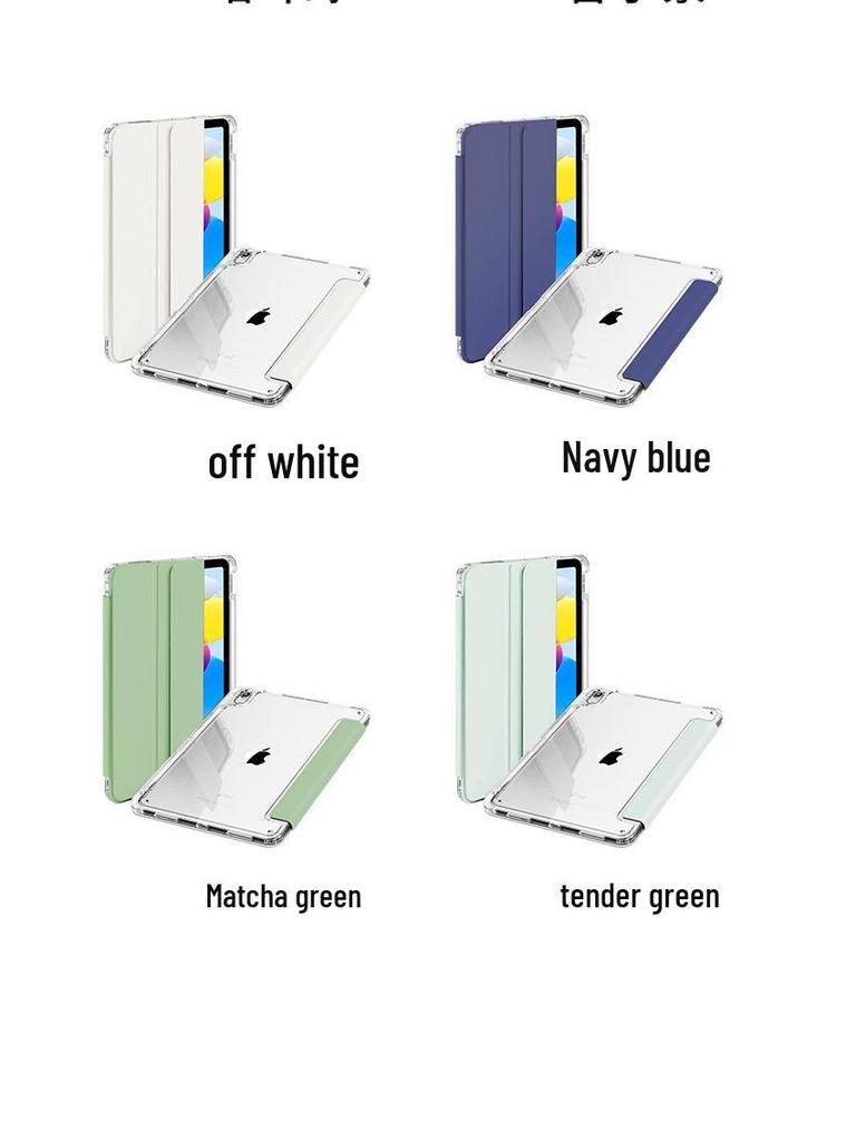 iPad Protective Case: Three-Fold Stand, Flip Cover with High Transparency, Anti-Drop Protection, and Pen Slot Design.
