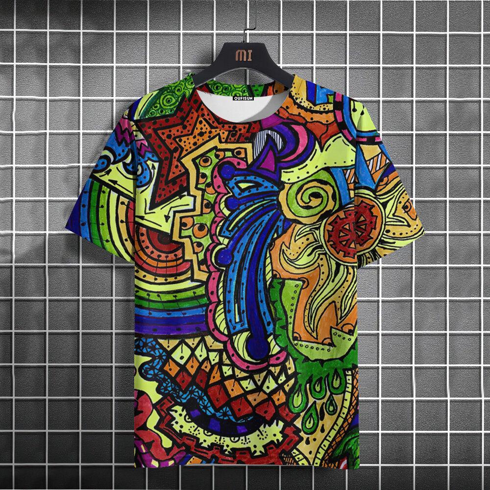 New Summer Men's T-Shirt 3D Ethnic Style Print Short Sleeve Casual Fashion T-Shirt for Men O Neck Tops Oversized Men's Clothing