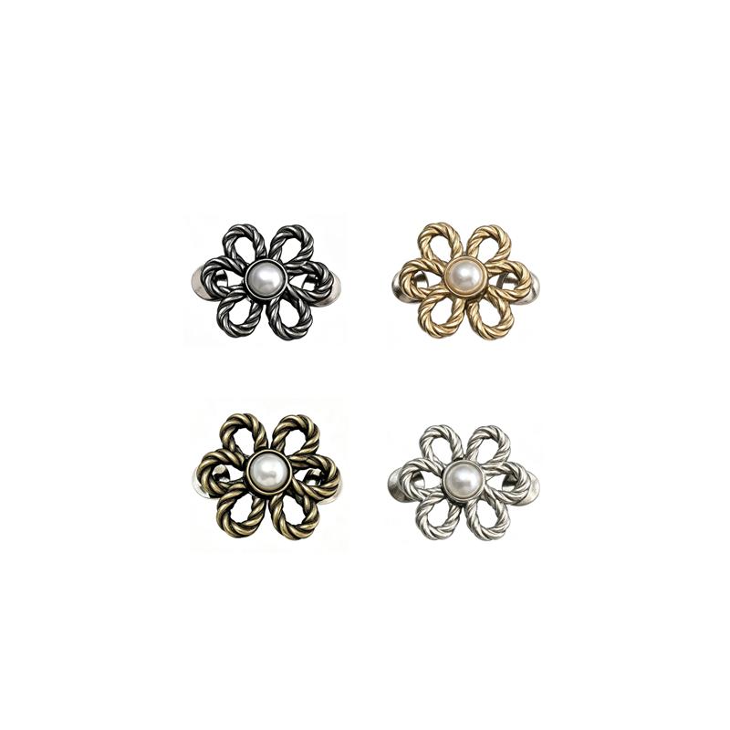 2/4Pcs No‑Sew Flower Pearl Waist Buckle Detachable Pants Waist Reducing Clip Fashion Decor Brooch for Jeans Skirt Shirt Outfit