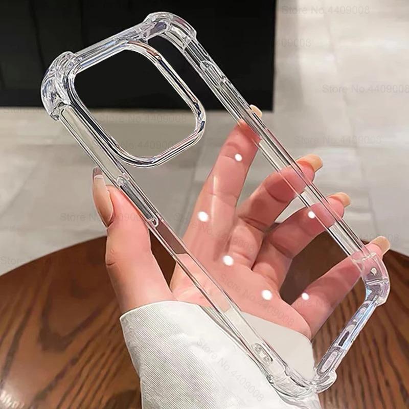 New Luxury Transparent Silicone Shockproof Case For iPhone 16 15 14 13 12 11 Pro Max Plus XR XS Max Soft Bumper Clear Back Cover