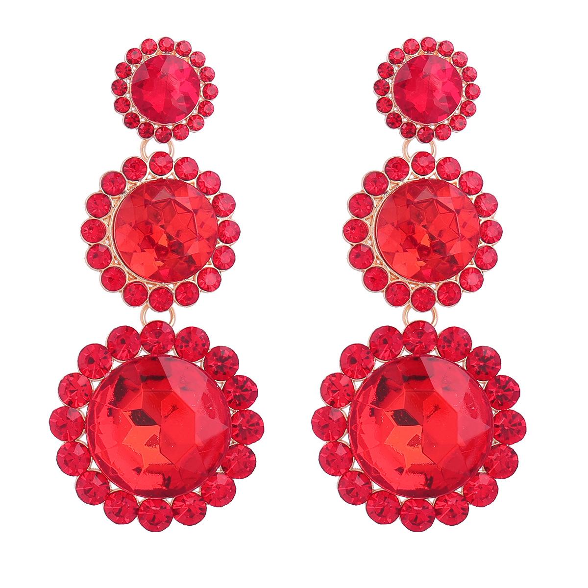 

Женские сверкающие геометрические серьги круглые серьги с бриллиантами красный