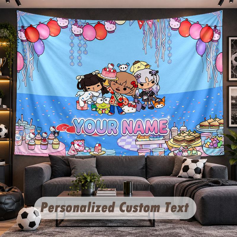 Wall Hanging Tapestry Custom NameToca Boca Pattern Personalized Printed Fabric Wall Decor