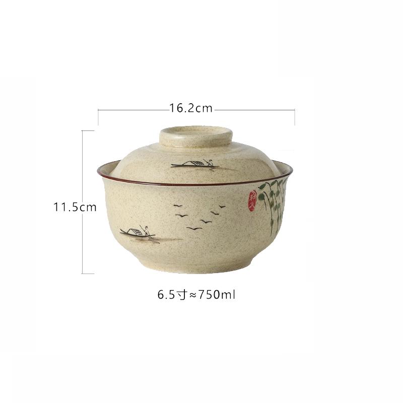Japanese Ceramic with Lid Soup Ramen Bowl Dessert Snack Large Capacity Service Bowls Restaurant Tableware