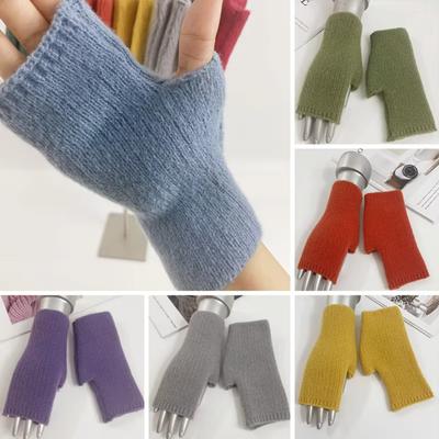 Exposed Finger Cashmere Gloves Thick Fingerless Gloves Fashion Knitted Gloves  Women Girl