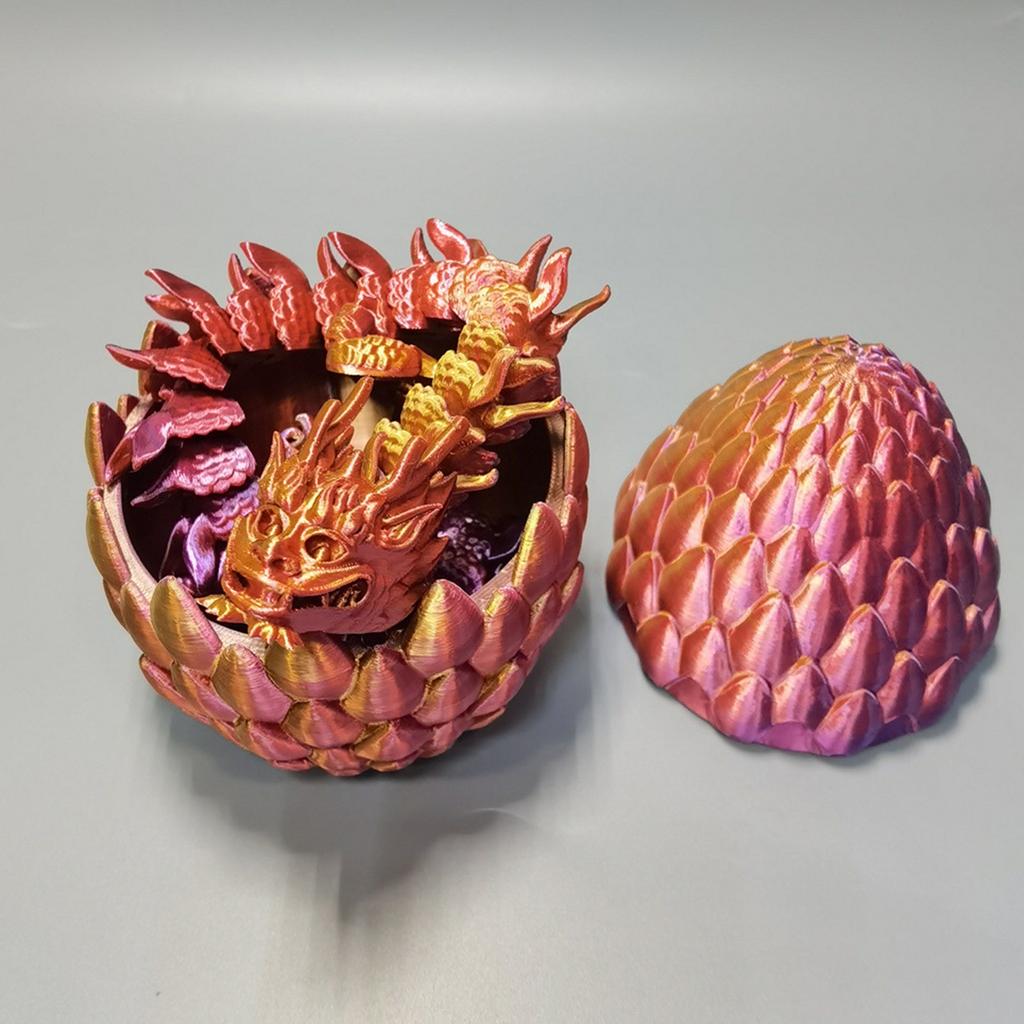 Mystery Dragon With Egg, 3D Printed Dragon With Egg, Full Articulated Flexible Dragon With Eggs, 3D Printed Gift Toy