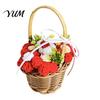 Handmade Woolen Flower Decor Hand Knitted Wool Basket, Decorative Mini Crocheted Floral with Gifts for Special Occasions Ribbon, Plant Ornament