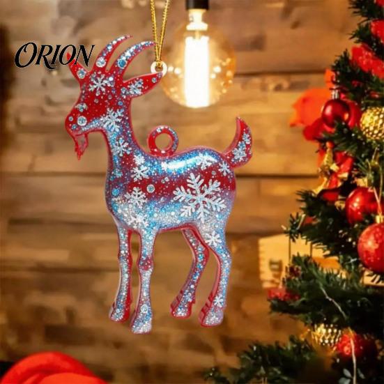 Holiday Tree Ornaments 2D Acrylic Goat Christmas Ornament, Zodiac Hanging Pendant with Gold String, Year Decorative Pendants for Home of The Ornament