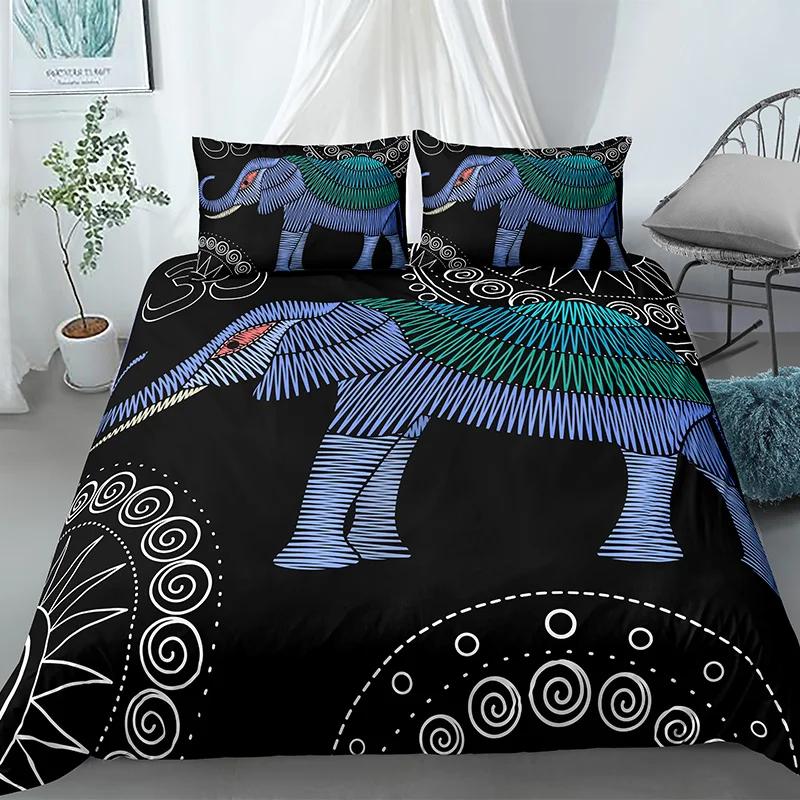 Elephant Duvet Cover King Queen Size Lovely Funny Small Elephant Bedding Set For Kids Teens Adults Wild Animal Soft Quilt Cover
