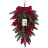 Teardrop Shape Christmas Swag Flexible Bendable With Bells Artificial Pine Garland With Pine Cones With Bowknot Teardrop Wreath