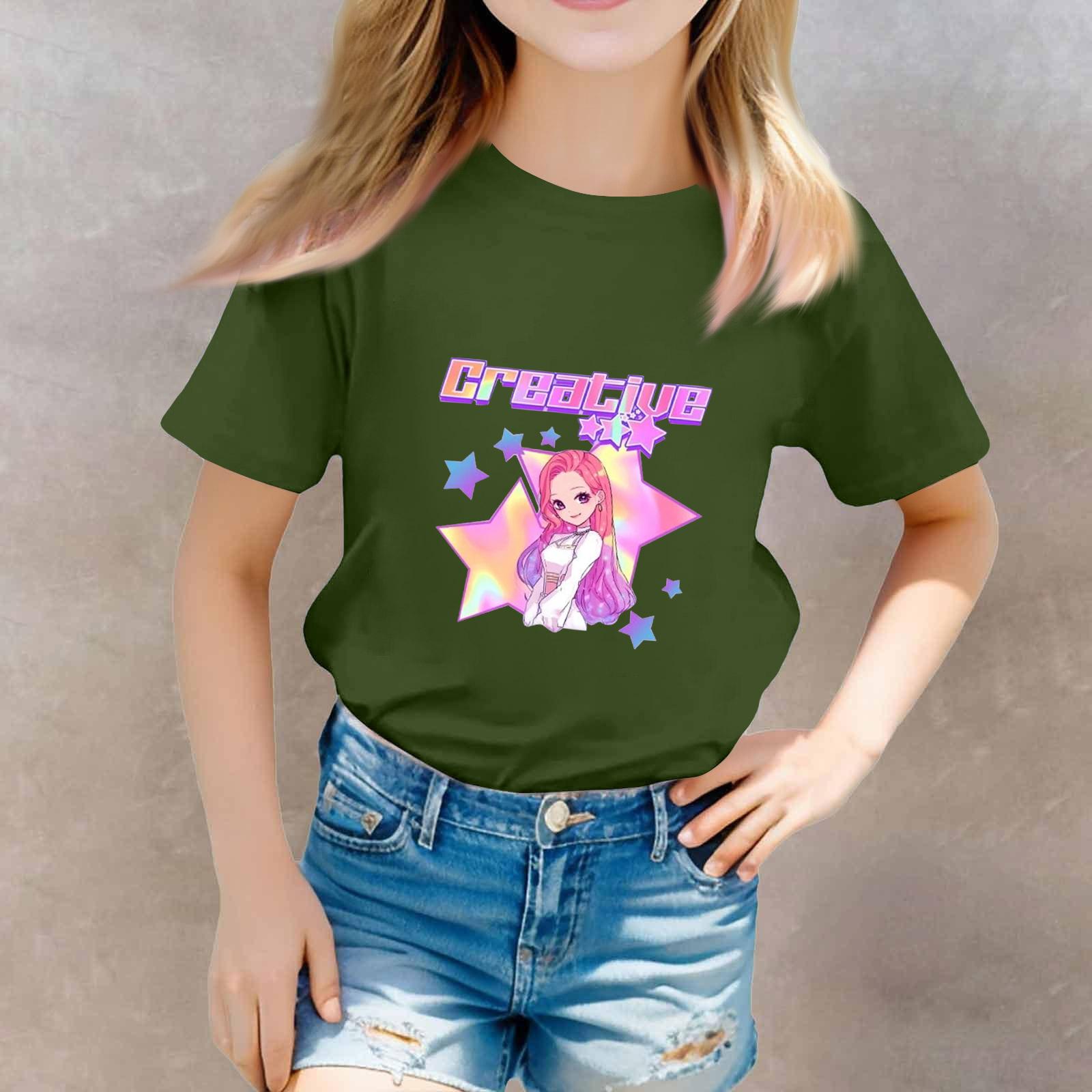 

Детские футболки для девочек Топ для девочек с принтом с коротким рукавом 100