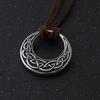 Stainless Steel Celtic Knot Round Pendant Necklace for Men & Women - Viking Adjustable Rope Chain Jewelry with Norse Triquetra Amulet, Pagan