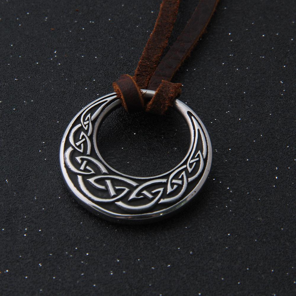 Stainless Steel Celtic Knot Round Pendant Necklace for Men & Women - Viking Adjustable Rope Chain Jewelry with Norse Triquetra Amulet, Pagan