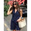 Western Style Fashion New V-neck Sleeveless Vest Vest Shorts Set V-Neck Vest Shorts Set