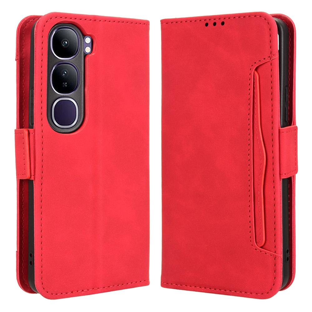

For vivo V40 Lite (Indonesia) 4G/5G Leather Case Phone Wallet Cover with Multiple Card Slots B