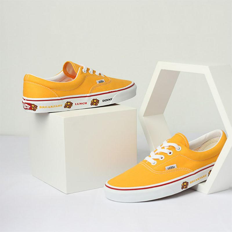 Vans Era Padrão Pão Retrô Versátil Tênis de Skate Cano Baixo Unissex Amarelo Gengibre VN0A54F14G1