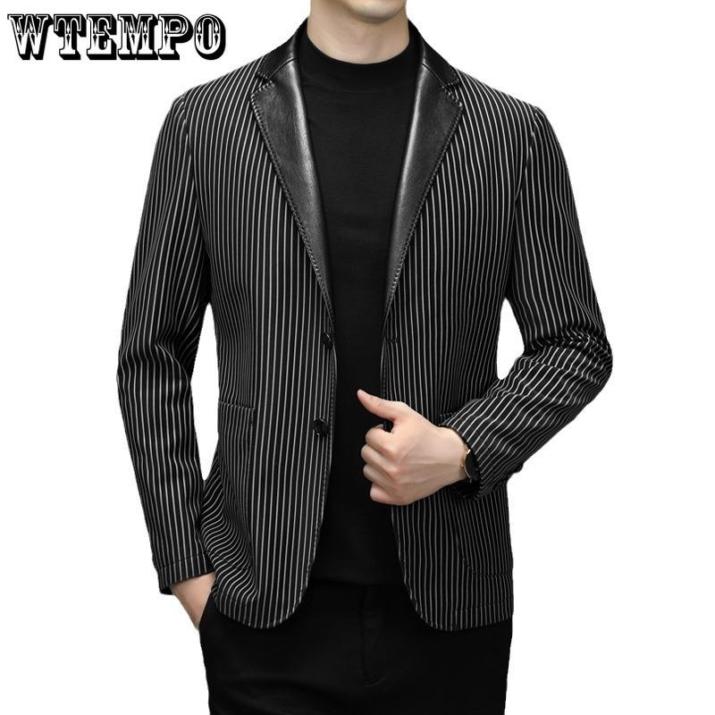 Genuine Leather Leather Jacket Men's Jackets In Young Men's Business Casual Leather Suit Striped High-grade Fall Leather Jacket