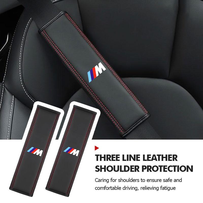Car Leather Seat Belt Shoulder Cover Protection Padsor Accessory For BMW X1 X3 X4 X5 X7 G20 G38 F20 F39 F48 E46 E60 E36 E39 E90