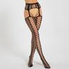 Anti-Snag Open Crotch Black Fishnet Sexy Jacquard Stockings