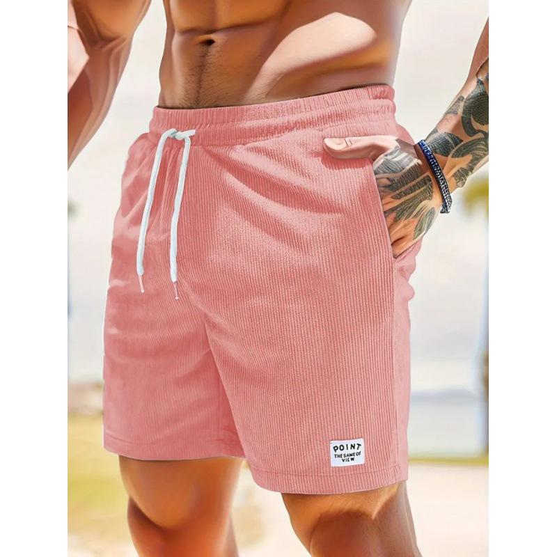 Pantaloncini Sportivi da Uomo in Velluto a Coste Monocolore con Lacci 2026